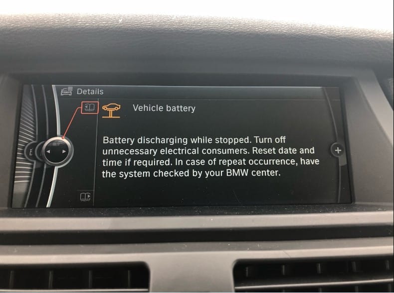 battery discharge warning bmw